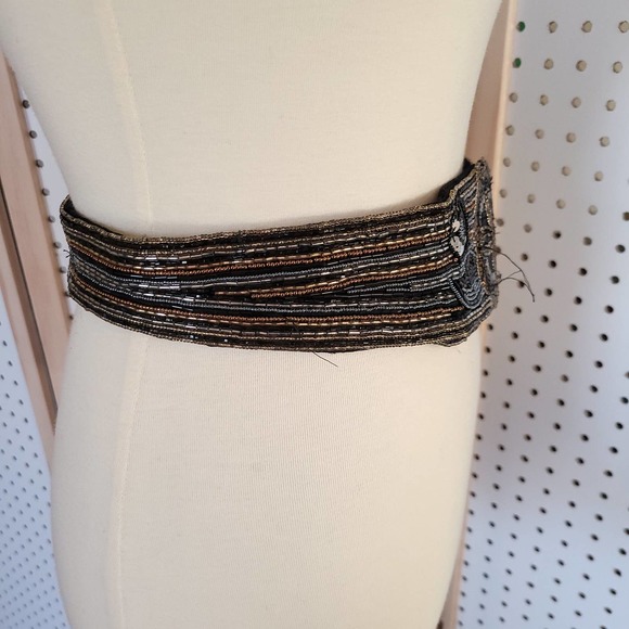 Vintage 80s Beaded Statement Belt Milor Black - Picture 5 of 10